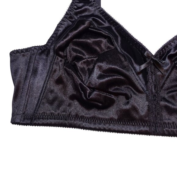 NWT Bali Double Support Wireless Bra Sz 40C Black Full Coverage Satin DF3820 - Picture 4 of 6